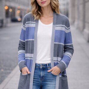 ARMANI COLLEZIONI Grey Blue Stripe cardigan size10